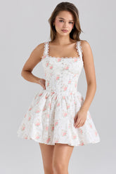 Sade-Rose Print Stretch Cotton Mini Dress