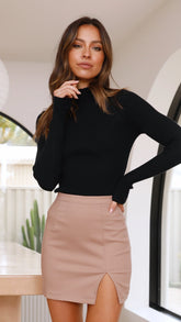 Tammy Knit Long Sleeve Top - Black