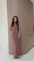 Aylah Knit Midi Dress - Brown