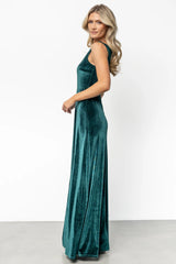 Tatiana Velvet One Shoulder Maxi Dress | Emerald