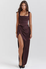 Vesper-Rich Brown Maxi Skirt