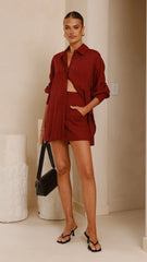 Charla Mini Skort - Burgundy