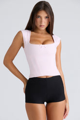 The Cap Sleeve-Pink Corset Top