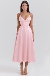 Tiffany-Parisian Pink Satin A-Line Midi Dress