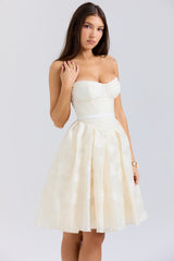 Saige-Vintage Cream Floral Strapless Mini Dress