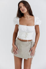 Samaya-White Gathered Top