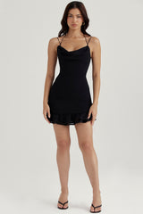 Rossella-Black Ruffle Mini Dress
