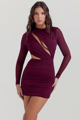 Lucinda-Mulberry Cutout Mini Dress