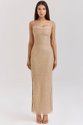Calla-Seapearl Embellished Maxi Dress