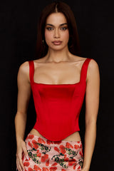 Rafa-Scarlet Satin Longline Corset