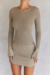 Savannah-Taupe Knit Long Sleeve Top - SALE