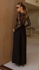 Eldora Long Sleeve Lace Top - Black
