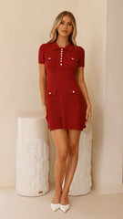 Taylah Collared Mini Dress - Maroon