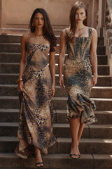 Seren-Leopard Hand Beaded Embellished Maxi Dress
