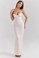 Valeria-Blush Satin Midi Dress