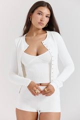 Riva-White Summer Knit Cardigan