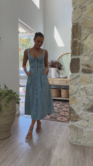 Abrianna Midi Dress - Light Denim