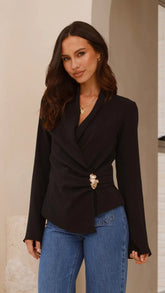 Lani Open Front Top - Black