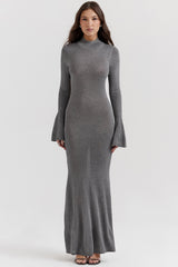 Sancha-Steel Metallic Maxi Dress
