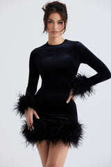 Lavinia-Black Velvet Mini Dress