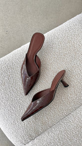 Adele Heel - Chocolate Patent Croc