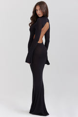 Sancha-Black Knit Maxi Dress