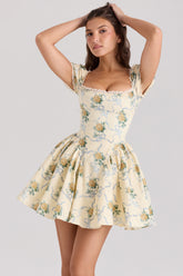 Rosie-Lemon Rose Print Cotton Mini Dress
