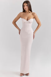 Valeria-Blush Satin Midi Dress