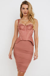 Talya-Antique Rose Corset Midi Dress