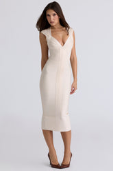 The Icon-Vanilla Stretch Bandage Midi Dress