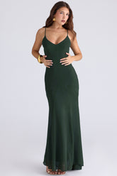 Sacha-Forest Green Georgette Panelled Maxi Dress