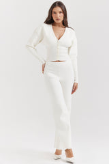Noor-Off White Knitted Cardigan