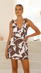 Delilah Mini Dress - Chocolate Print