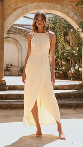 Genevieve Boat Neck Maxi Dress - Yellow