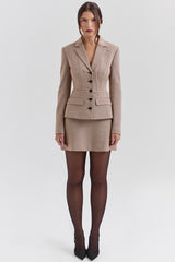Nerida-Brown Puppytooth A-Line Mini Skirt - SALE