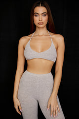 Jolene-Oatmeal Ribbed Knit Bralette - SALE