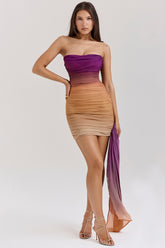 Sofie-Ombre Mesh Strapless Mini Dress