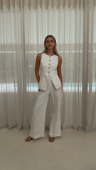 Bailey Button Up Vest - White Denim