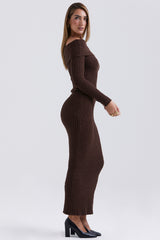Sloane-Chocolate Soft Cotton Boucle Maxi Skirt - SALE