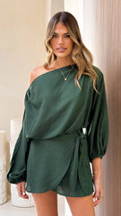 Katara Off Shoulder Top - Emerald Green