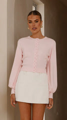 Davina Long Sleeve Top - Pink