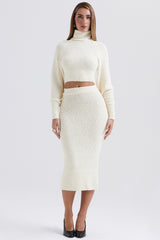 Nyala-Cream Soft Boucle Knit Cropped Sweater - SALE