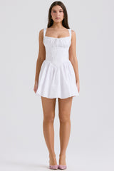 Natassia-White Cotton Mini Dress