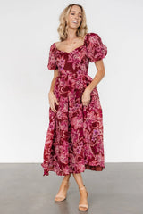 Samara Midi Dress | Rust + Pink