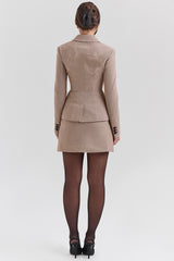 Nerida-Brown Puppytooth A-Line Mini Skirt - SALE