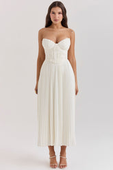 Amorata-Ivory Pleated Maxi Dress