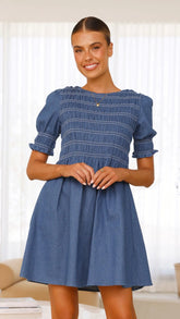 Yana Mini Dress - Blue