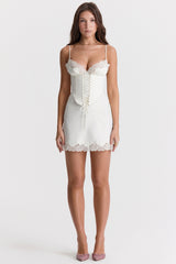 Soraya-Ivory Satin Slip Dress