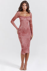 Seraphina-Pink Print Corset Dress