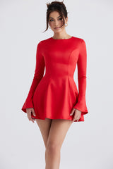 Sacha-Red Satin Mini Dress